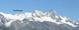 Teufelskamp von Südwesten, rechts anschließend Glocknerwand und Großglockner