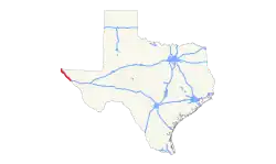Karte der Texas State Highway 20