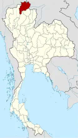 Karte von Thailand mit der Provinz Chiang Rai hervorgehoben