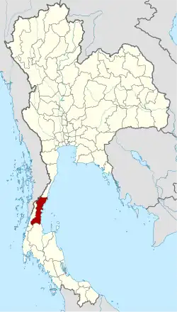 Karte von Thailand mit der Provinz Chumphon hervorgehoben
