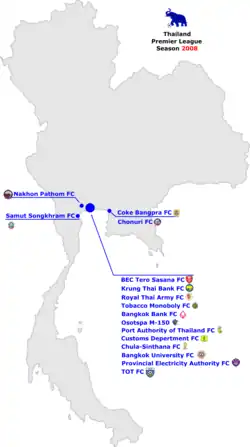 Thailand Premier League 2008 Map.png