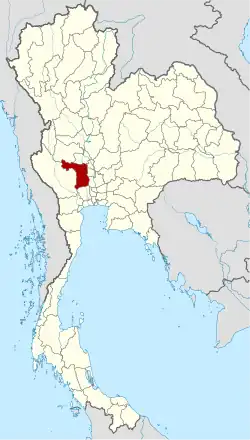 Karte von Thailand mit der Provinz Suphan Buri hervorgehoben