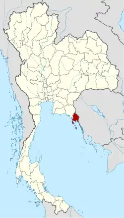 Karte von Thailand mit der Provinz Trat hervorgehoben