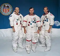 Apollo 16 – v. l. n. r. Ken Mattingly, John Young, Charles Duke
