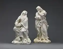Mater Dolorosa und der Heilige Johannes der Evangelist (46,4 cm hoch) von einer Kreuzigungsgruppe, Gricci, ca. 1744