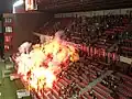 Spartak Trnava Fans während eines Ligaspiels im Sommer 2018