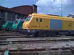 SNCF-Dieselloks in den Lackierungen der jeweiligen Sparten