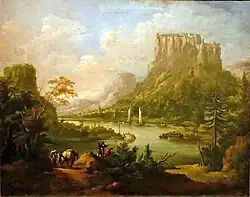Johann Alexander Thiele: Elblandschaft mit Königstein (nach 1738)