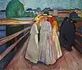 Frauen auf der Brücke (1903), Öl auf Leinwand, 203 × 230 cm, Thielska galleriet, Stockholm