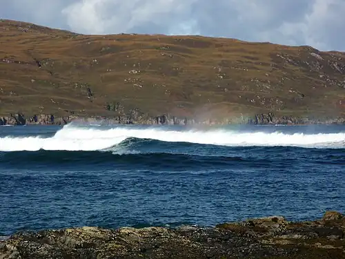 Gezeitenumschwung mit auflaufender Flut im Kyle, Blick zum Westufer