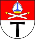 zwei Kerzen, Mitra, Taukreuz