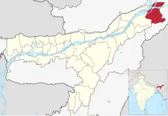 Positionskarte des Distrikts Tinsukia
