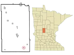 Lage von Grey Eagle im Todd County (links) und in Minnesota (rechts)