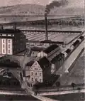 Industriegelände mit Verwaltungsgebäude am Leimbach (1925)