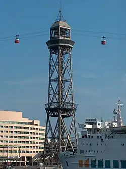 Der Seilbahnturm Torre de Jaume I (Barcelona)