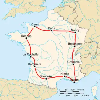 Karte Tour de France 1905