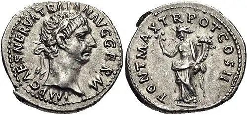 Denarius des Trajan aus dem Jahr 98