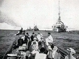 Linienschiffgeschwader aus der dritten Division des zweiten Geschwaders auf der Reede vor Travemünde (1908)