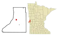 Lage von Wheaton im Traverse County (links) und in Minnesota (rechts)