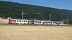 Be 4/4 der Travys mit Steuerwagen Bt 51 aus dem Jahr 1982