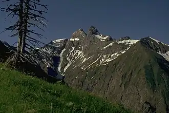 Wildengundkopf (die Erhebung ganz rechts) von der Hierenalp