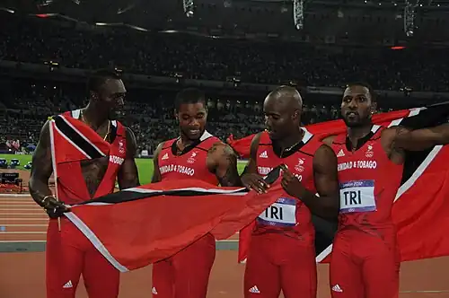 Die Silberstaffel von London 2012 (v.&nbsp;l.&nbsp;n.&nbsp;r.): Marc Burns, Keston Bledman, Emmanuel Callender, Richard Thompson