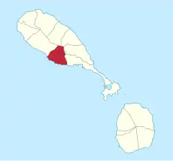 Die Lage von Trinity auf der Insel St. Kitts