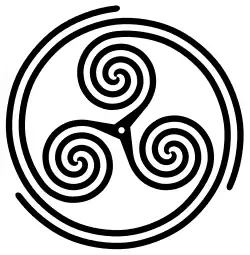 "Wheeled" form of Triple Spiral or Triskelion symbol