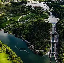 Überblick auf alle Schleusen Liinks:alte Schleusen Rechts: neue Schleusen