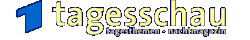 Das Bild zeigt das Logo der bekannten deutschen Nachrichtensendung „tagesschau“. Links im Bild ist eine große blaue Zahl „1“ zu sehen, die für den Kanal „Das Erste“ steht. Direkt daneben befindet sich das Wort „tagesschau“ in gelben Kleinbuchstaben, die von einer blauen Umrandung hervorgehoben werden. Unterhalb davon sind in kleinerer, blauer Schrift die Worte „tagesthemen“ und „nachtmagazin“ aufgereiht. Der Hintergrund des Logos ist grau.