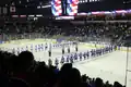 Die UMass-Lowell River Hawks vor einem Spiel im Tsongas Center im März 2013