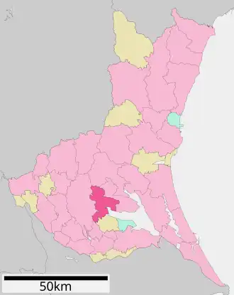 Lage Tsuchiuras in der Präfektur