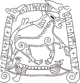 Runenstein von Tullstorp - und Nachzeichnung