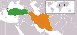 Lage von Türkei und Iran