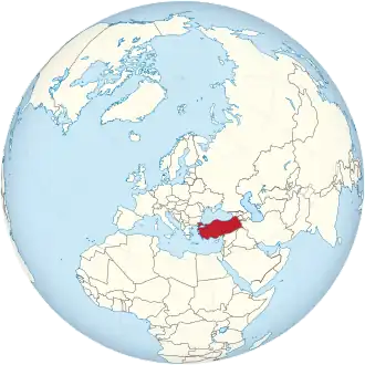 Lage der Türkei (rot)