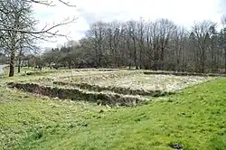 Die angedeuteten Grundmauern des Klosters Tvis