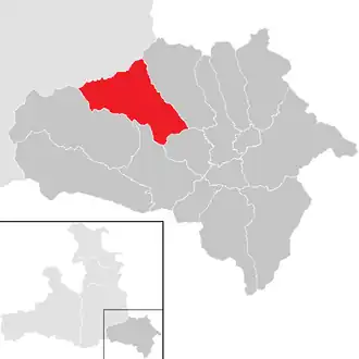 Lage der Gemeinde Tweng im Bezirk Hallein (anklickbare Karte)