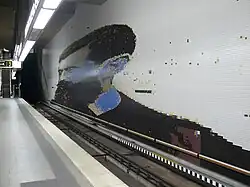 Theodor Herzl auf Großmosaik im U-Bahnhof Rathenauplatz, Nürnberg, gestaltet 1990 von Gregor Hiltner