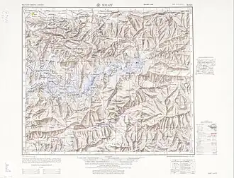 Geographische Karte der zentralen Alaikette mit dem Gletscher Dara-i-Pioz ganz im Westen