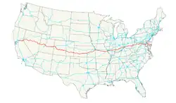 Karte des U.S. Highways 50