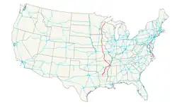 Karte des U.S. Highways 63