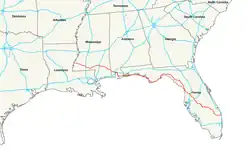 Karte des U.S. Highways 98