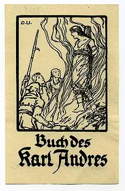 Exlibris für Karl Andres, Hexenverbrennung, 1920