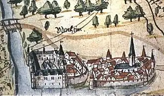 Udenheim-Philippsburg mit Schloss der Bischöfe von Speyer, 1590