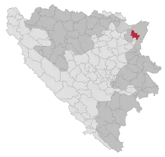Lage der Gemeinde Ugljevik in Bosnien und Herzegowina (anklickbare Karte)