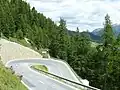 Letzte Kurve der Julierstrasse im August 2010: hier beginnt bzw. endet die Umfahrung