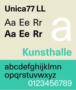 Schriftbeispiel für Unica