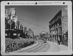 Blick in die Untere Königsstraße nach Ende des Krieges (1945)