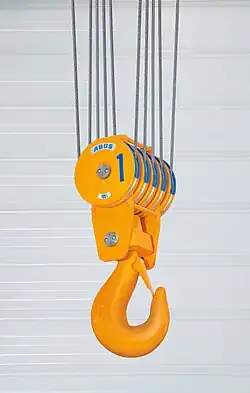 Unterflasche eines Brückenkrans mit fünf Seilrollen