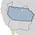 Utah-Territorium 1851 (blau) und der vorgeschlagene Staat Deseret